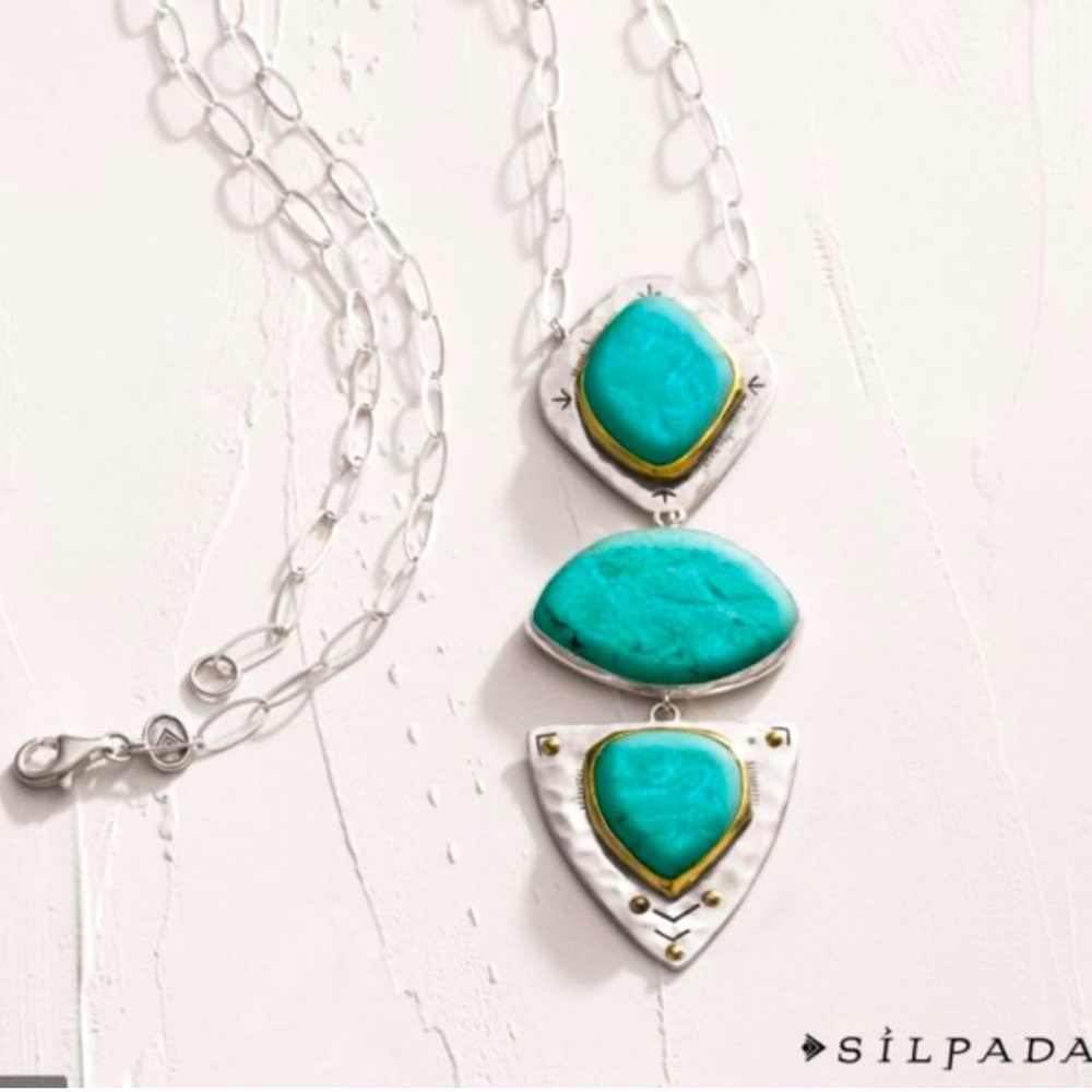 Silpada Vintage Sterling Silver Silpada & Brass
Turquoise Blue Howlite Necklace
